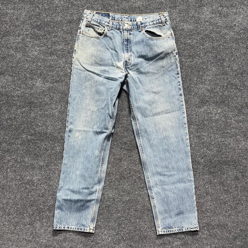 Levis 550 Jeans Mens 34x31 Light Wash Blue Relaxed Fit Tapered Leg Denim Zip Fly